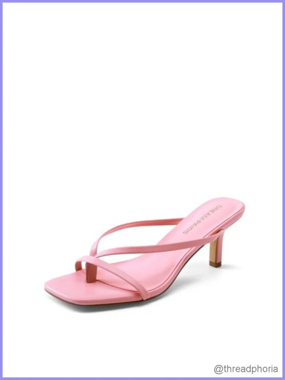 Women's Kitten Heel Flip-Flop Sandals Faux Leather Slip-On Square Toe